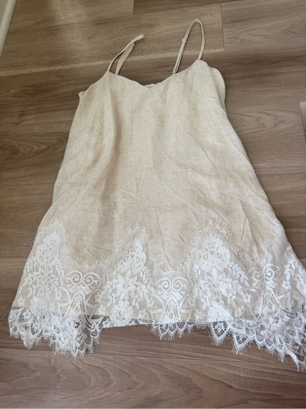 Missguided Women's Cream Lace-Trim Slip Dress - Brand: